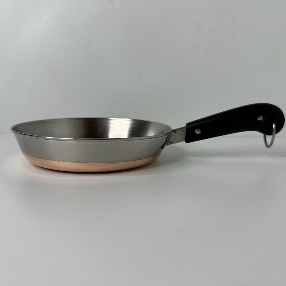 1801 Revere Ware Copper Clad 8" Skillet Saute Frying Pan Stainless Steel‎ NO LID